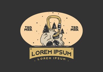 Skull head and carabiner illustration