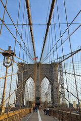 Brooklyn Bridge in sunny winter day. New York City