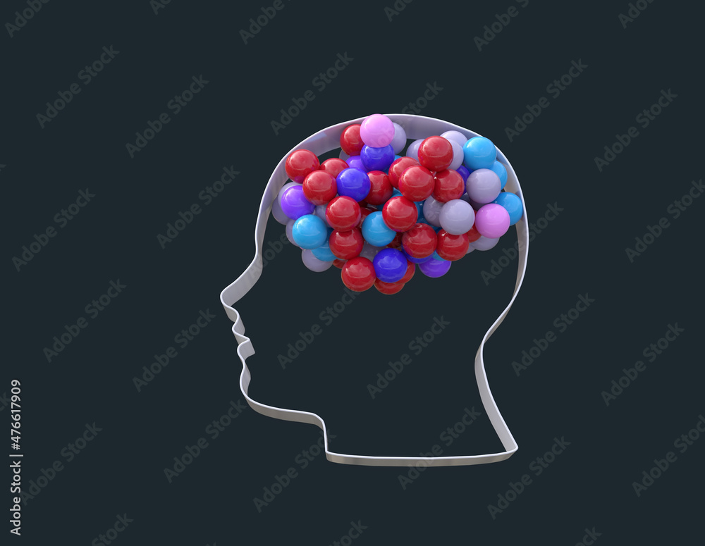 Canvas Prints human head with colorful balls inside 