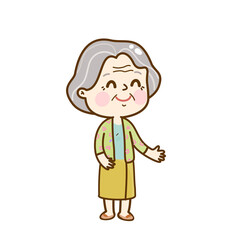 Cartoon Grandma character.