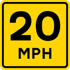 Speed limit 20 mph sign. Road safety signs and symbols.