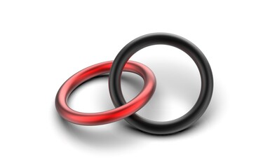 High quality 3D rendering the two red and black circles that are relevant are suitable as a logo