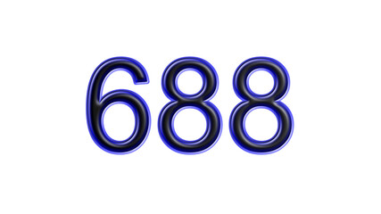 blue 688 number 3d effect white background