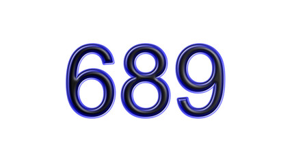 blue 689 number 3d effect white background