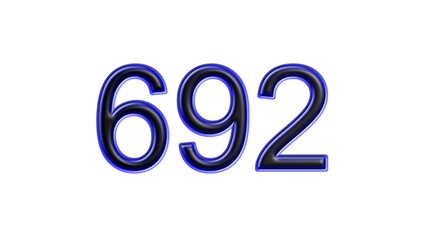 blue 692 number 3d effect white background