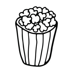 Popcorn in doodle style. Isolated vector.