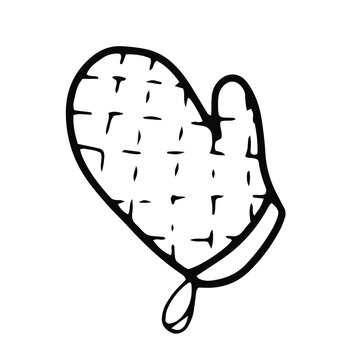 recommend clip art: Culinary mitten in doodle style. Isolated vector.