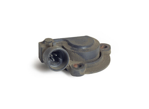 throttle position sensor. Electronically inform engine management computer of throttle valve angle. isolated on white background, with clipping path
