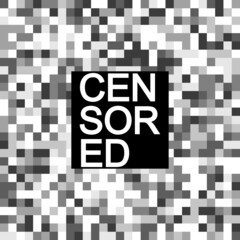Monochrome nude skin censored banner. Bar with black censor text. Blur effect wallpaper.