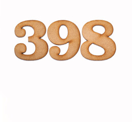 Number 398 - Piece of wood isolated on white background