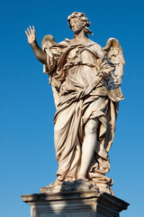 ROME, ITALY - SEPTEMBER 1, 2021: Angel with the Nail from Angels bridge - Ponte sant' angelo  by...