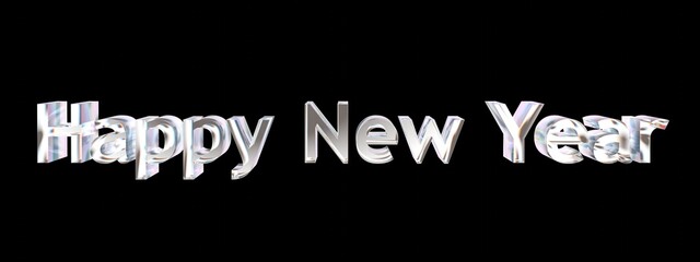 happy new year glass letter with chromatic aberration refraction dispersion 3d illustration isolated