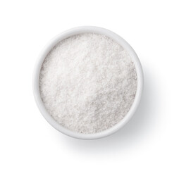 Top view of salt in ceramic bowl
