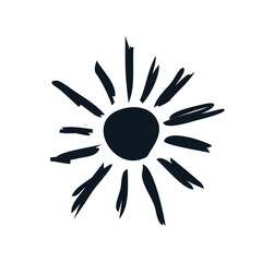 Sun logo icon sign Lights rays of a sun symbol Black emblem Hand drawn sketch Cartoon doodle design Natural style Fashion print clothes apparel greeting invitation card banner poster flyer cover ad