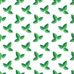 Floral seamless pattern. Green leaves on white background. Decign for ecological, nature, environmental thematics