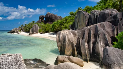 Deurstickers Anse Source D'Agent, La Digue eiland, Seychellen Anse Source d’Argent Beach in La Digue, Seychelles