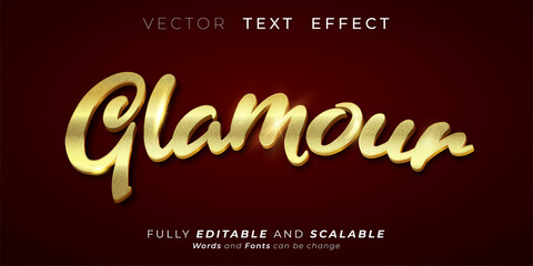 editable text Glamour gold style design on dark red concept