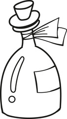 Sketchy drawing of a container with a potion. Vector illustrations are easy to edit.
