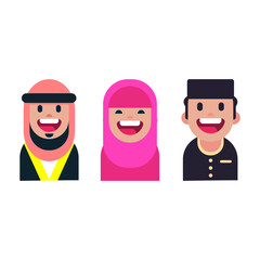 set of Muslim character flat design 