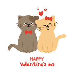 cute cartoon cat couple for valentine card