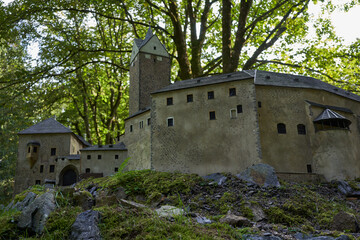 Fototapeta na wymiar Marianske Lazne, Czech Republic - September 26, 2021 - Miniatures Park Boheminium - Loket castle