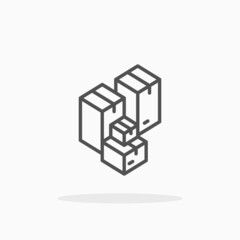 Cartboard box pile icon. Editable Stroke and pixel perfect. Outline style. Vector illustration. Enjoy this icon for your project.