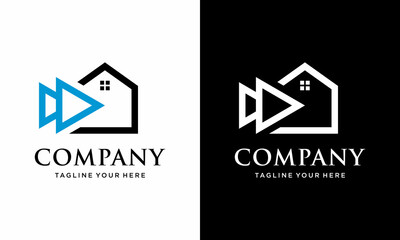 Play house logo. Perfect for real estate logos, digital homes, favicon websites, and more. on a black and white background.