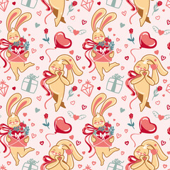 San Valentine's Day. Wedding. Love. Celebration. Seamless pattern for fabric, wrapping, textile, wallpaper, apparel. Vector.