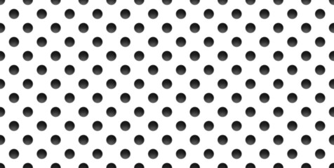 Patrón de topos o puntos de color negro, efecto agujero con sombra y fondo blanco. Para fondos o empapelar