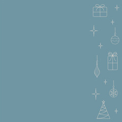 Stylish designer gift, Christmas tree decoration, Christmas tree and snowflake with copy space, greeting card concept, flat thin lines vector