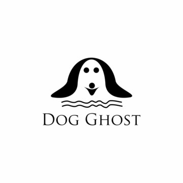 dog and ghost logo design combination concept