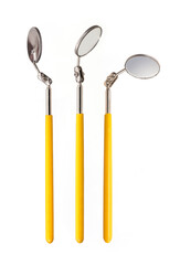 Technical mirror with handle isolated on white background