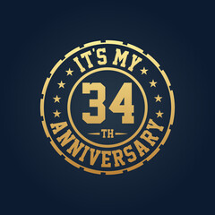 Fototapeta premium It's my 34th Anniversary, 34th Wedding Anniversary celebration