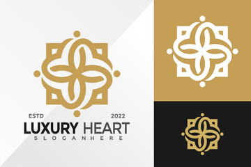 Luxury Heart Ornament Logo Design Vector illustration template