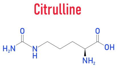 Citrulline amino acid molecule. Present in some athletic dietary supplements. Skeletal formula.