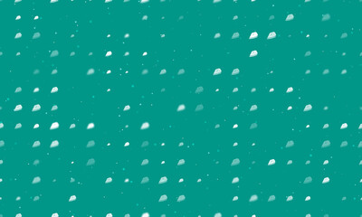 Seamless background pattern of evenly spaced white iron symbols of different sizes and opacity. Vector illustration on teal background with stars