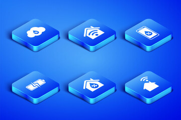 Set Smart home with wi-fi, Humidity, House humidity, Battery, and for smart icon. Vector