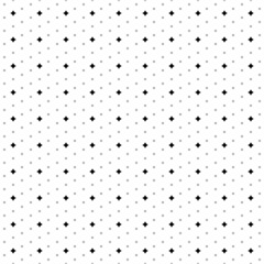 Square seamless background pattern from geometric shapes are different sizes and opacity. The pattern is evenly filled with small black star symbols. Vector illustration on white background