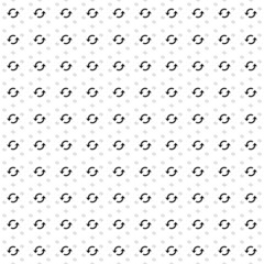 Square seamless background pattern from black refresh symbols are different sizes and opacity. The pattern is evenly filled. Vector illustration on white background