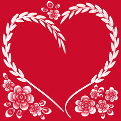 frame - heart and flowers - postcard for valentin day, valentine. Design element