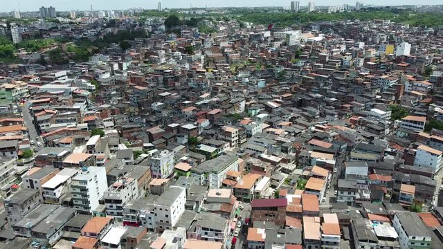 salvador, bahia, brazil - november 26, 2021: view of poor people's homes in a favela site in the Pernambues neighborhood in the city of Salvador.