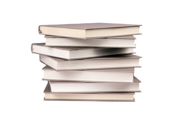 Stack of books on white background. Study, education and back to school concept.