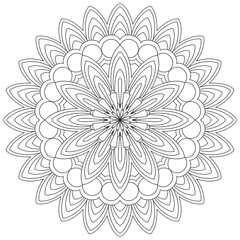 Vector drawing for coloring book. Geometric floral pattern. Contour drawing on a white background. Mandala.