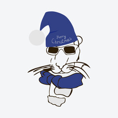 new year, tiger in a hat