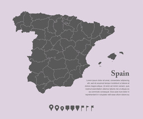 Vector map Europe country Spain divided on regions