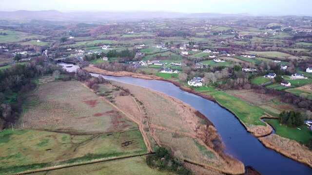 Aerial view of the village Inver in County Donegal - Ireland.