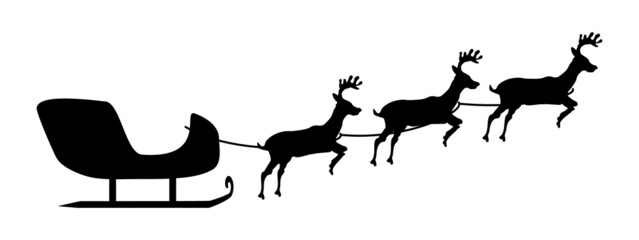 Santa Sledge Black vector icon on white background