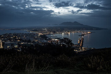 partial view of ceuta at sunset
