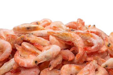 Fresh shrimps in ice. Top view.