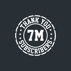 Thank you 7000000 Subscribers celebration, Greeting card for 7m social Subscribers.